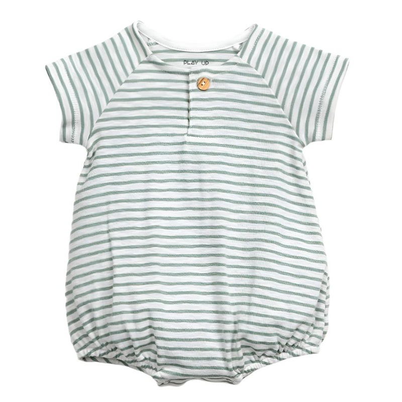 Play Up – Organic Bubble Romper – Green Stripe