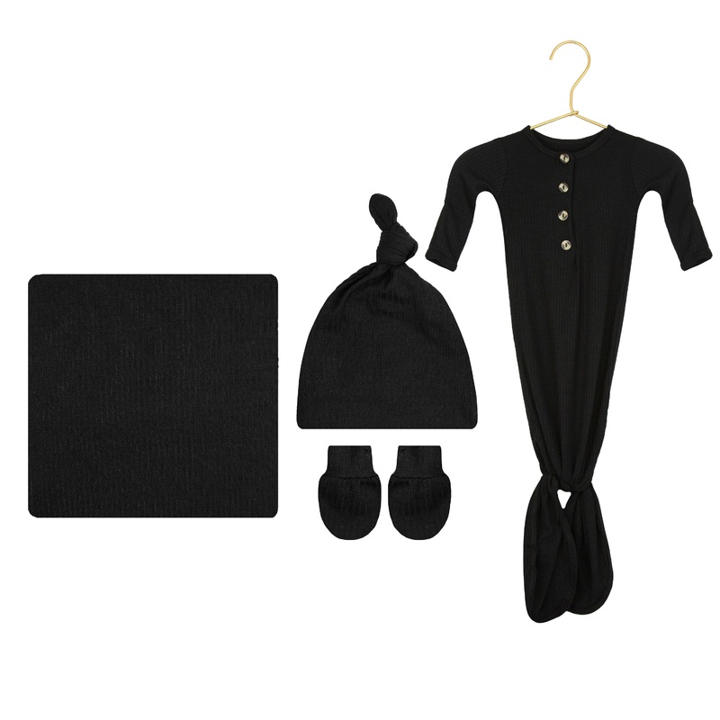 Saylor Ribbed Newborn Hat Bundle (Gown)
