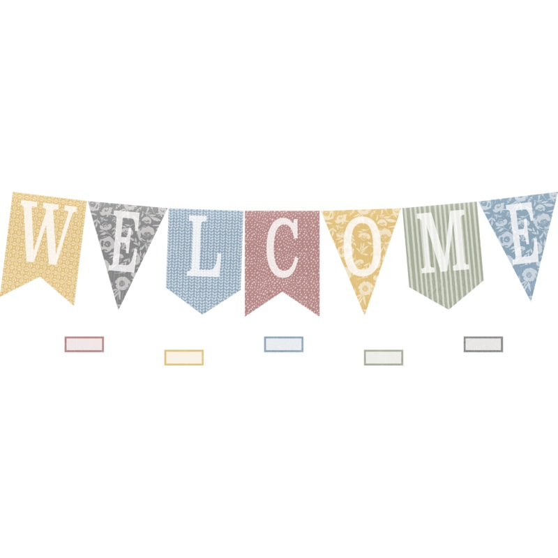Classroom Cottage Pennants Welcome Bulletin Board Set