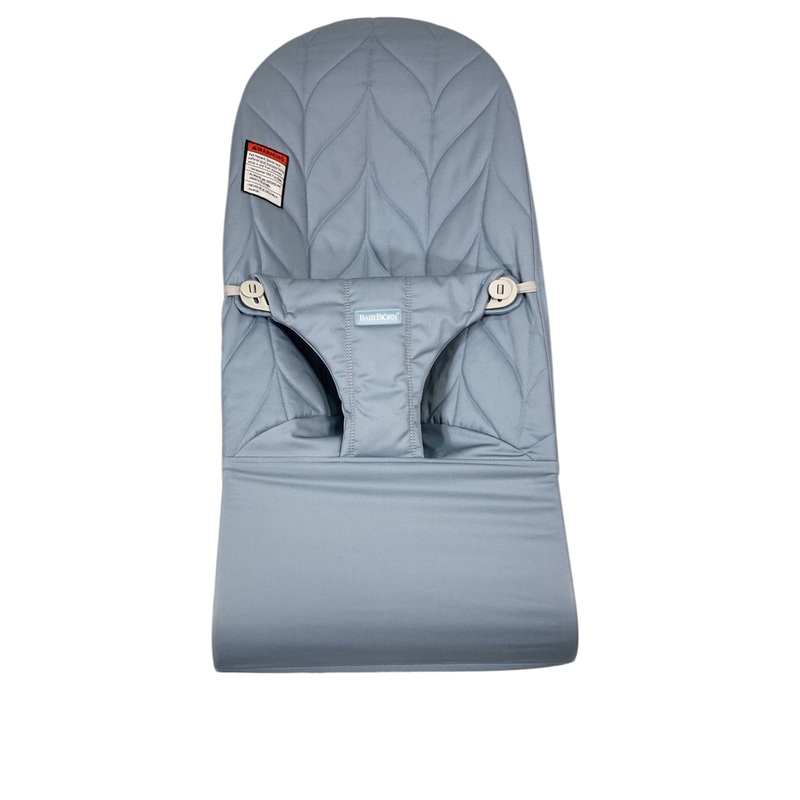 BabyBjorn Bouncer Bliss, Blue Cotton Petal Quilt, Light Gray Frame