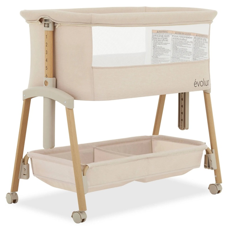 Lullaby Portable Bassinet with Wheels – Beige (See description)