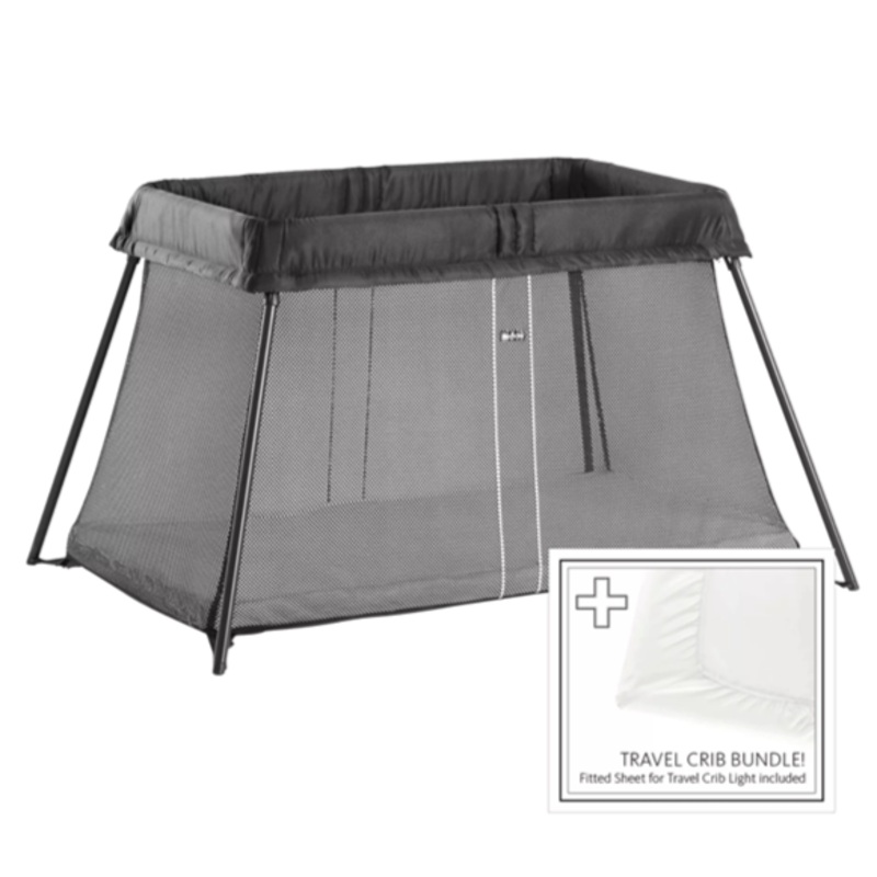 Travel Crib Light Bundle w/ Fitted Sheet – Black