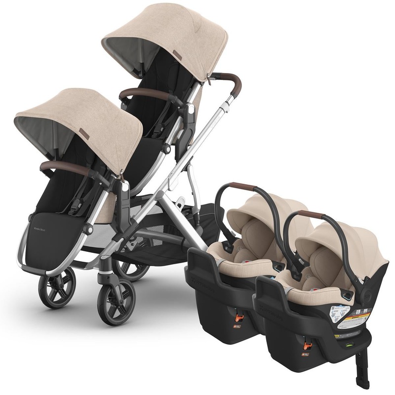 UPPAbaby Vista V3 Twin Stroller with RumbleSeat V3 + Aria Travel System Bundle – Declan / Declan
