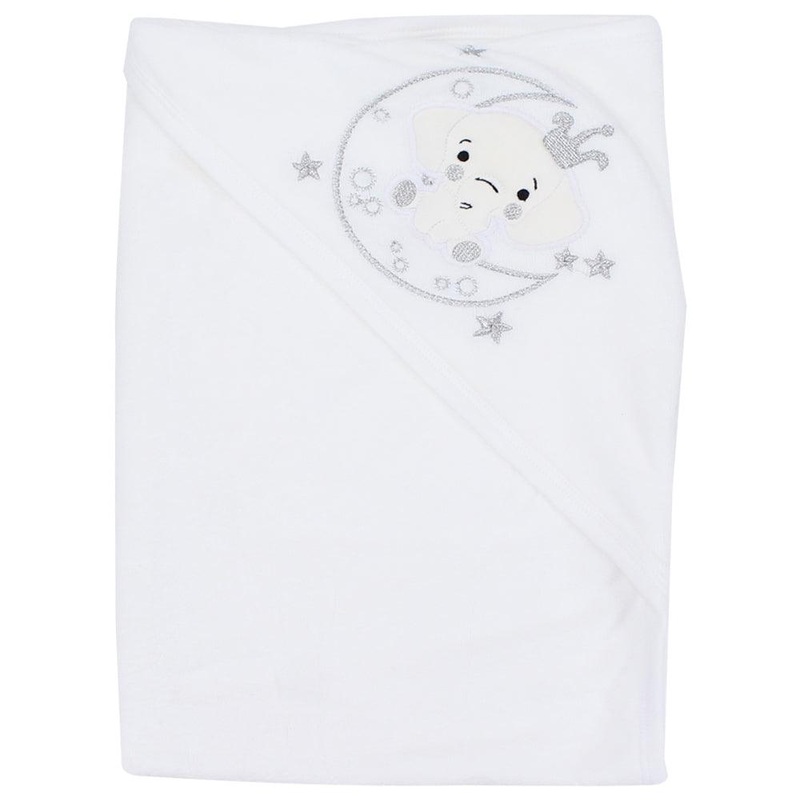 White Baby Hooded Towel (Baby Elephant)