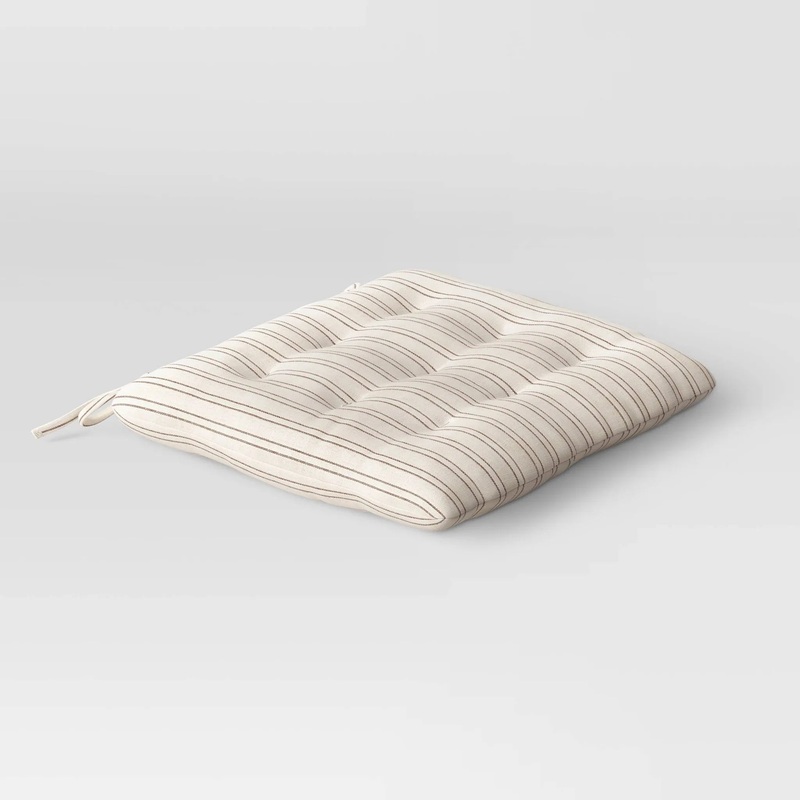 15″x15″x2.1″  Striped Chair Pad Black/Natural