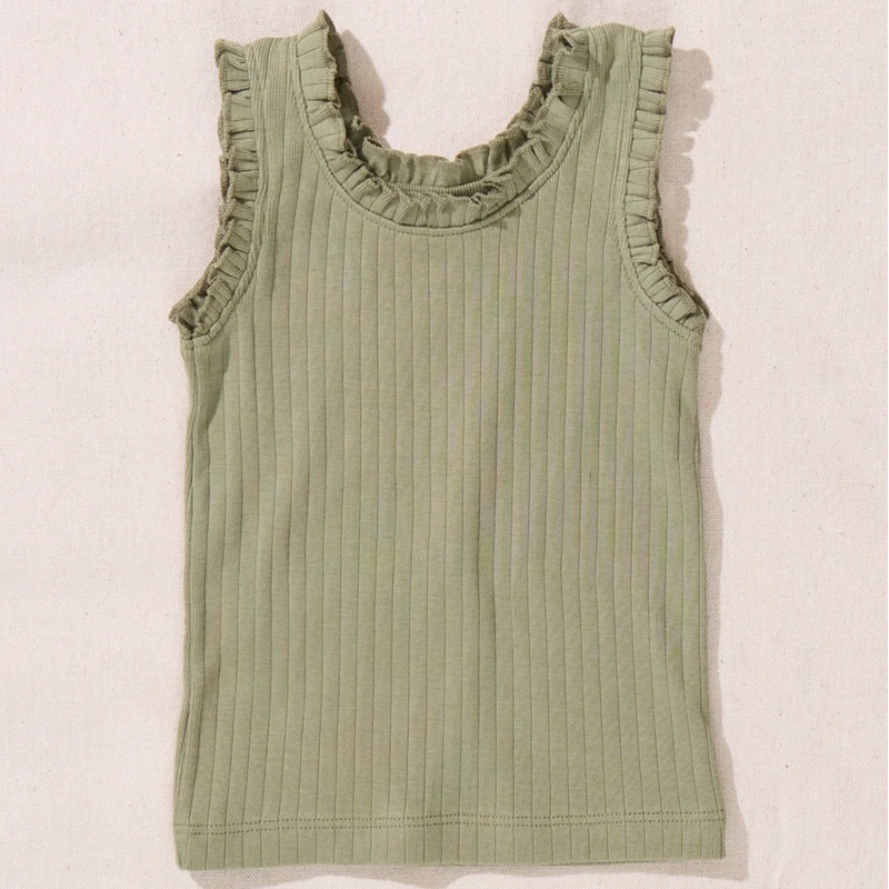 Joy Ruffle Rib Tank – Olive