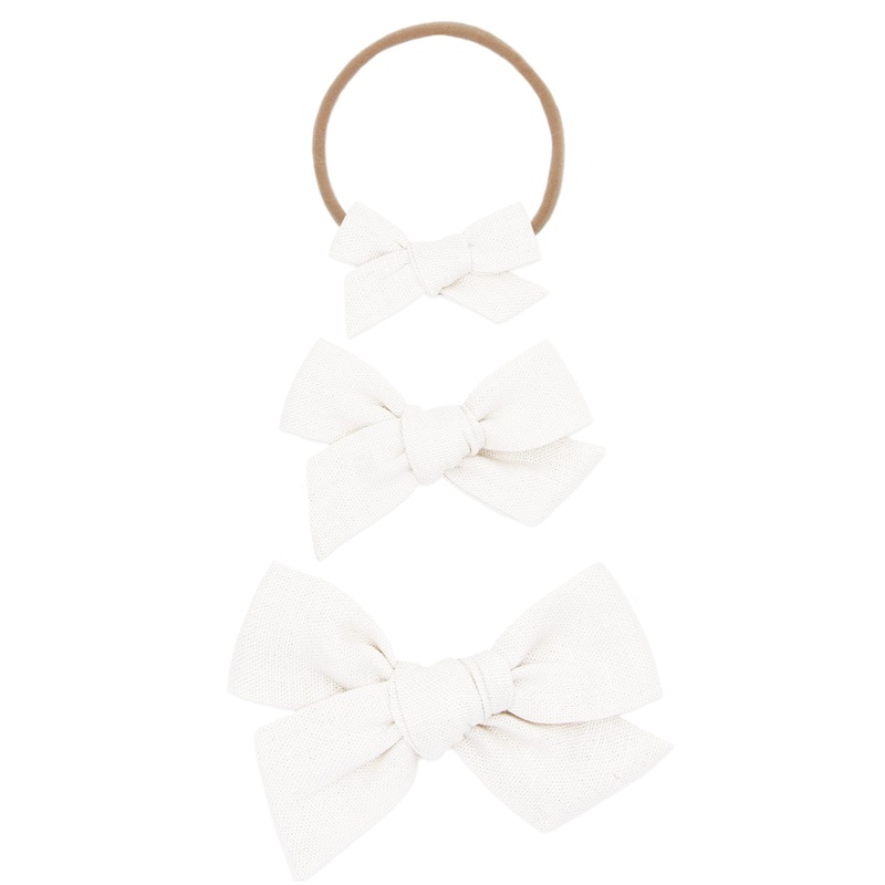Linen Bow – White Headband