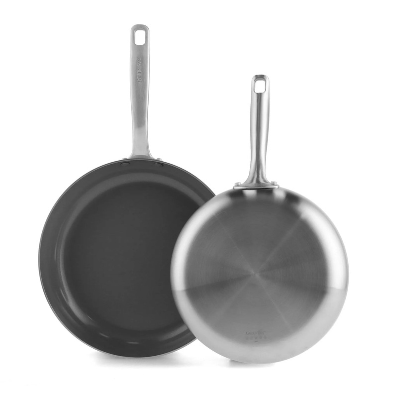 Chatham 2pc (10″ and 12″) Tri-Ply Stainless Steel Healthy Ceramic Nonstick Fry Pan Set
