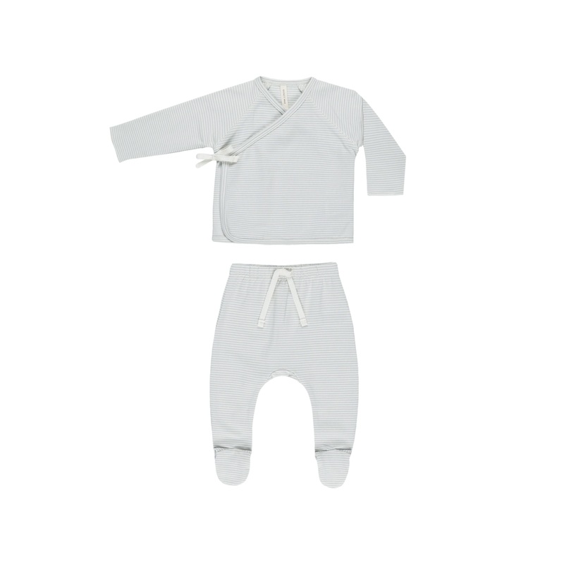 Quincy Mae Wrap Top + Pant Set – Sky Micro Stripe