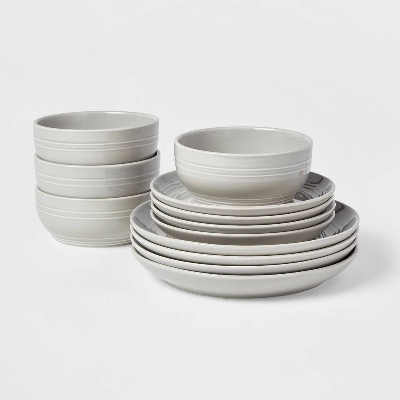 12pc Stoneware Westfield Dinnerware Set Gray