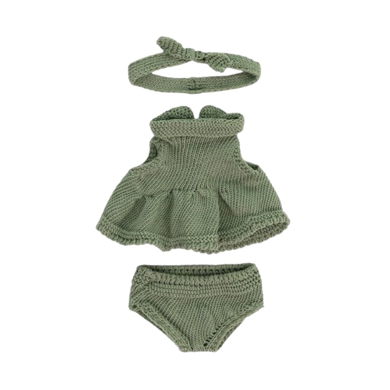 Knitted Doll Dress & Headband – 8.25″