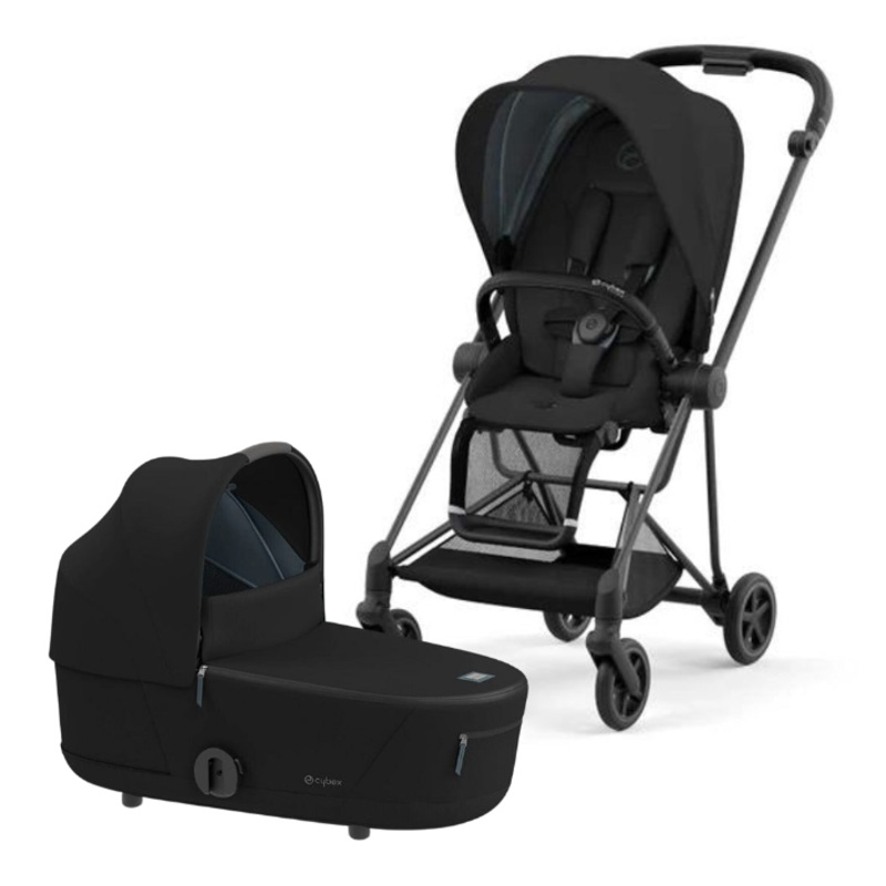 Mios 3 Bundle Carry Cot Onyx Black, Seat Pack Onyx Black, Matt Black Frame
