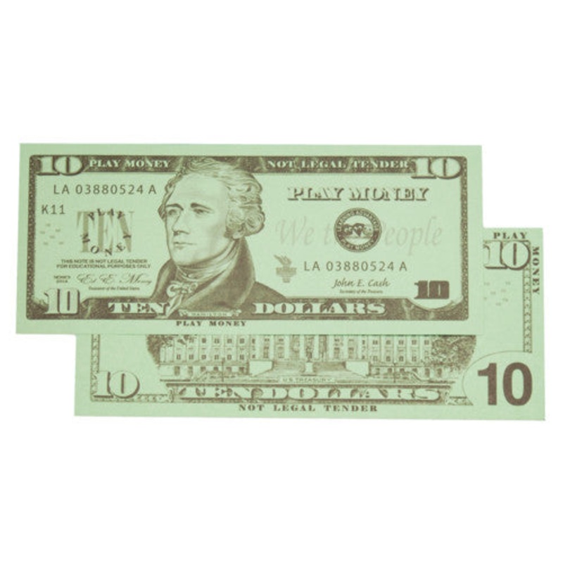 Play Money, $10 Bills, Set of 100
