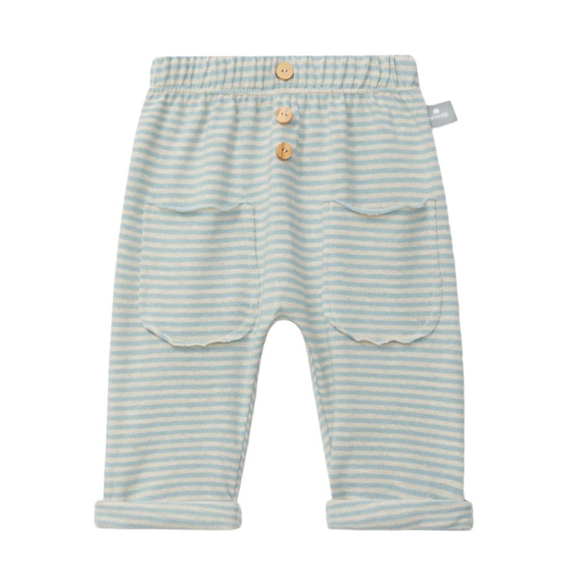 Snug – Organic Pants – Aqua Stripe