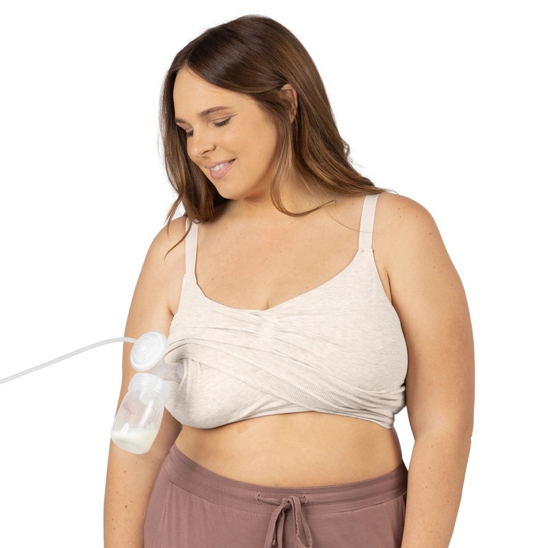Sublime Bamboo Hands-Free Pumping Lounge & Sleep Bra – Oatmeal Heather