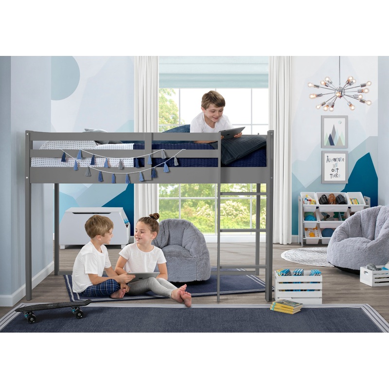Twin Loft Bed with Guardrail and Ladder