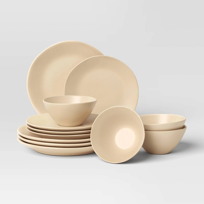 12pc Aralia Organic Coupe Dinnerware Set Beige – Threshold