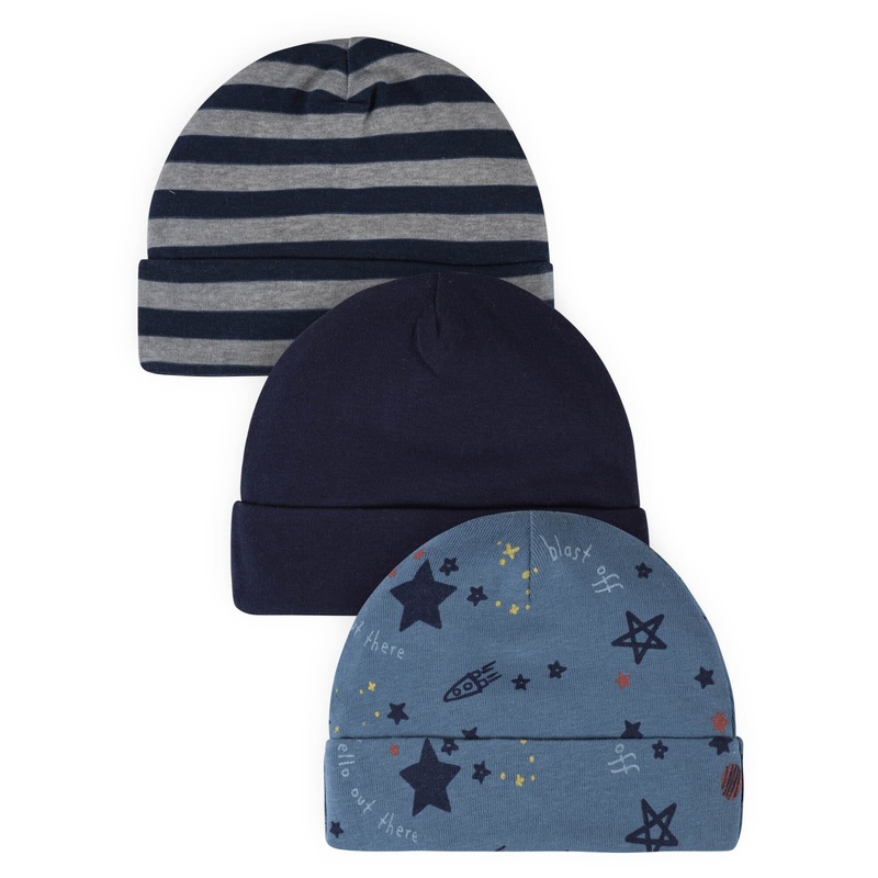 3-Pack Baby Boys Space Caps
