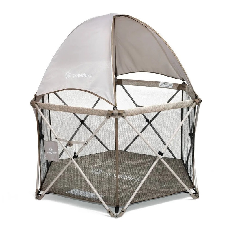 Go With Me Deluxe Eclipse Portable Playard with Canopy and Pad – Sandstone