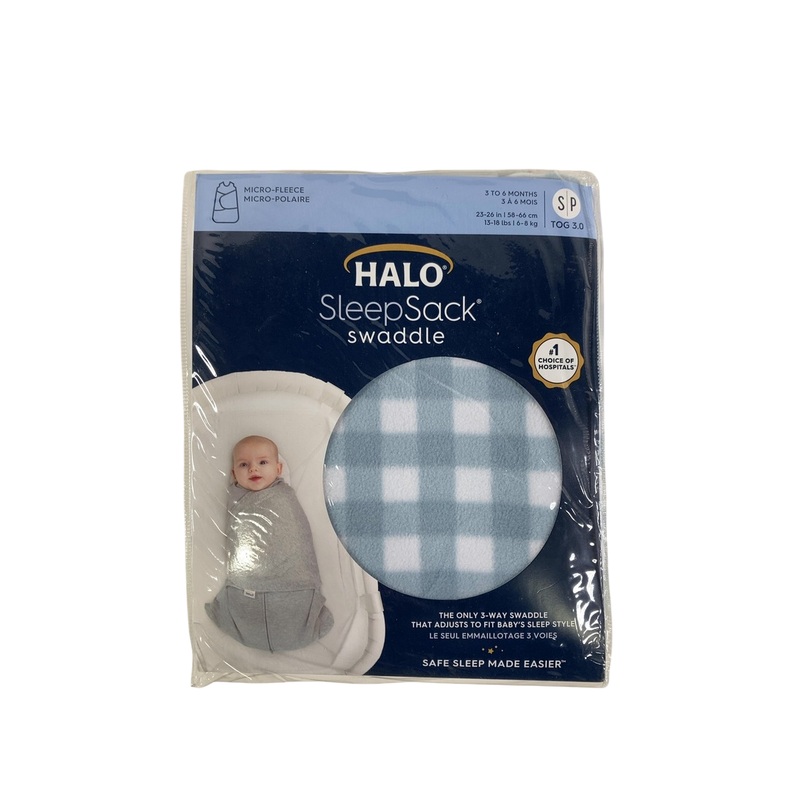 Halo SleepSack Swaddle, Gingham Blue, Small