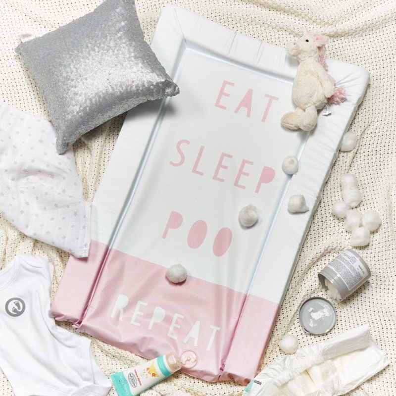 Obaby Changing Mat  Eat Sleep Repeat Pink