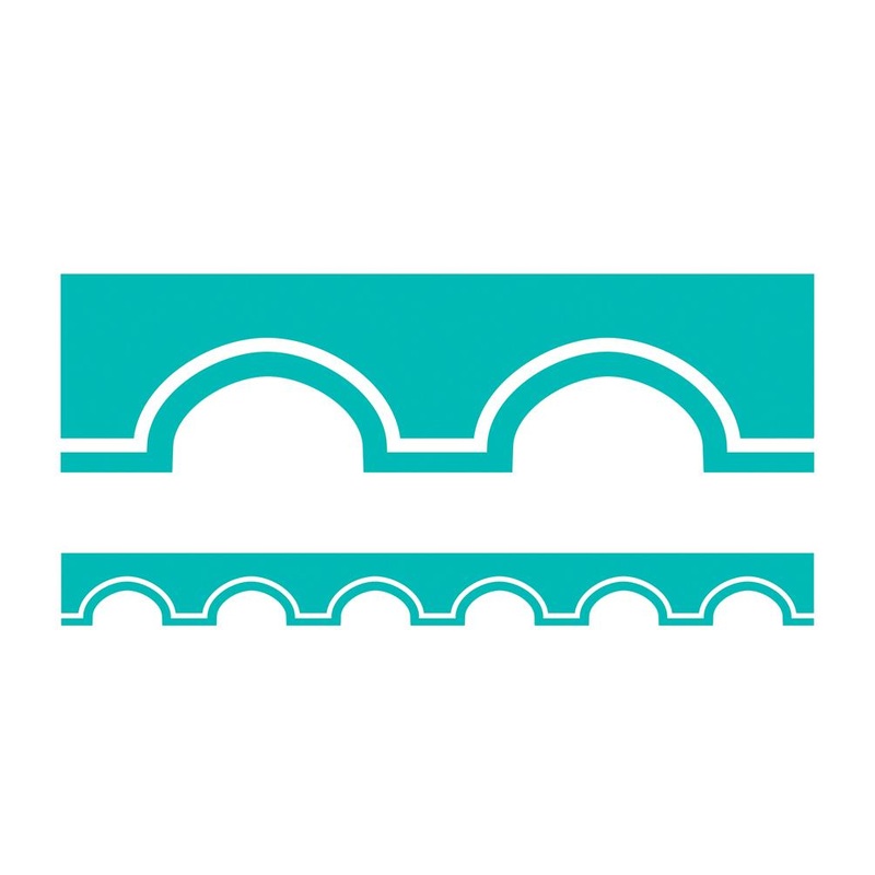 Turquoise and White Awning Scalloped Borders(C)
