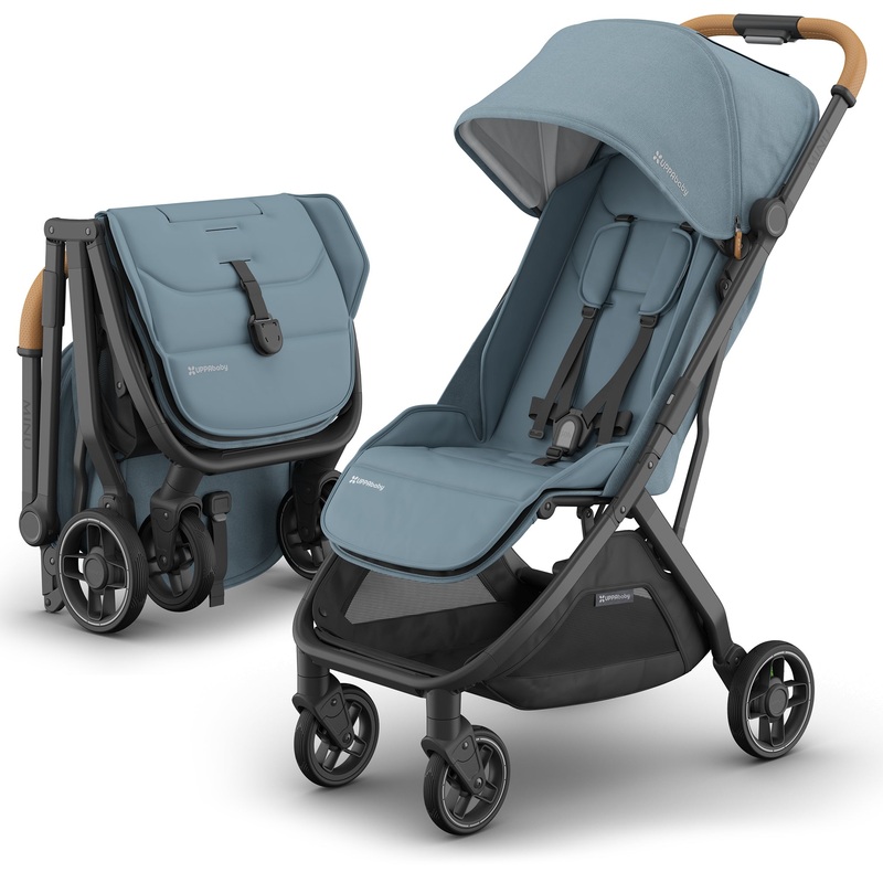 UPPAbaby Minu V3 Compact Stroller – Dillan (Stone Blue / Carbon Frame / Sand Leather)