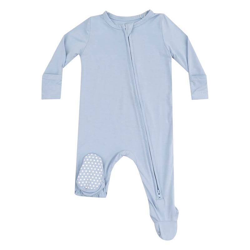 2 Way Zipper Footie Solid Blue Fog
