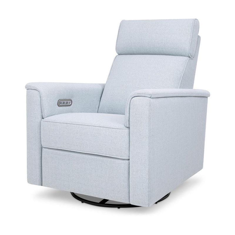 Namesake Willa Plus Electric Glider Recliner w/ Electric Headrest – Performance Blue Chambray Eco-Twill