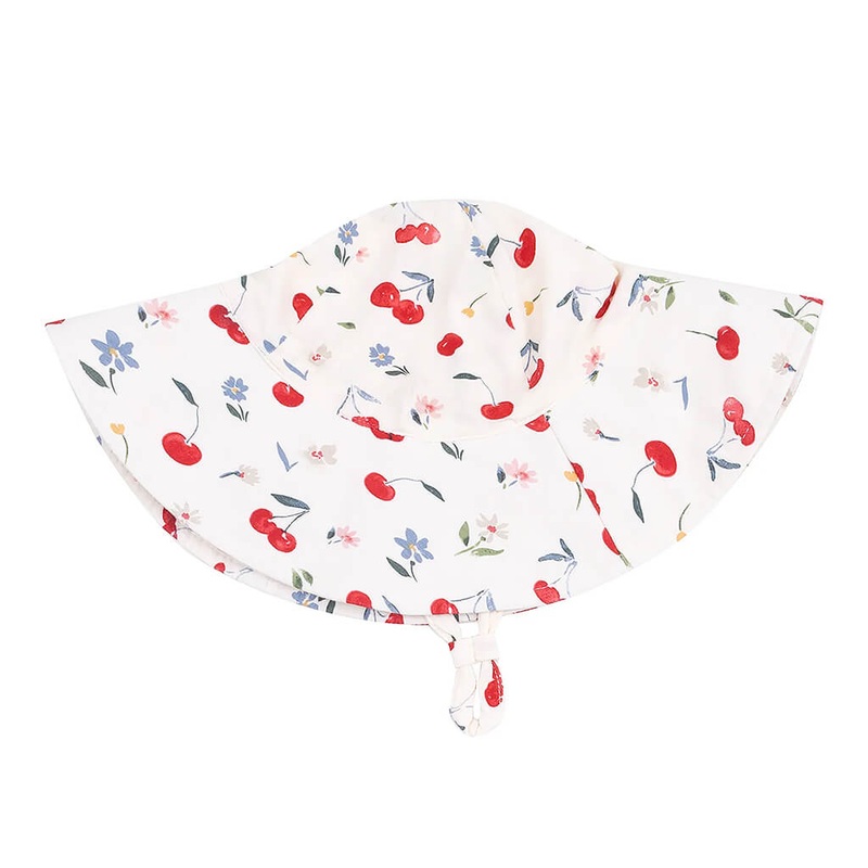 Wide Brim Sunhat Watercolor Cherries + Gingham
