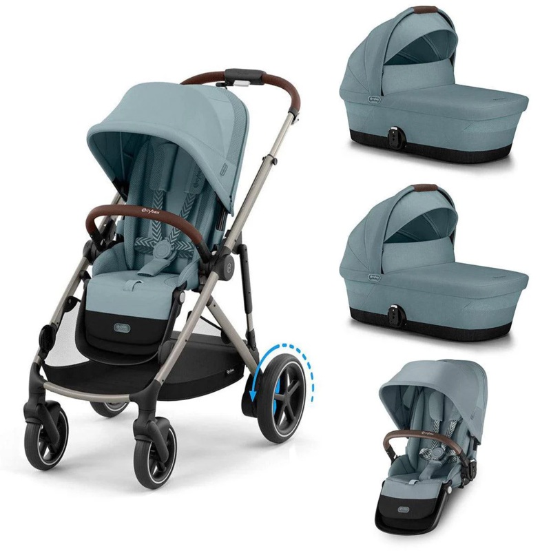 Cybex eGazelle S Twin Bundle (2 seats, 2 carrycots) – Stormy Blue