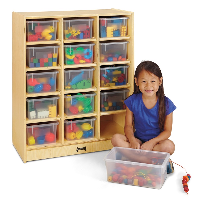 Jonti-Craft 15 Cubbie-Tray Mobile Unit  with Clear Trays