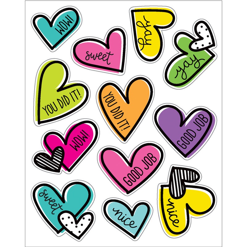 Kind Vibes Doodle Hearts Shape Stickers