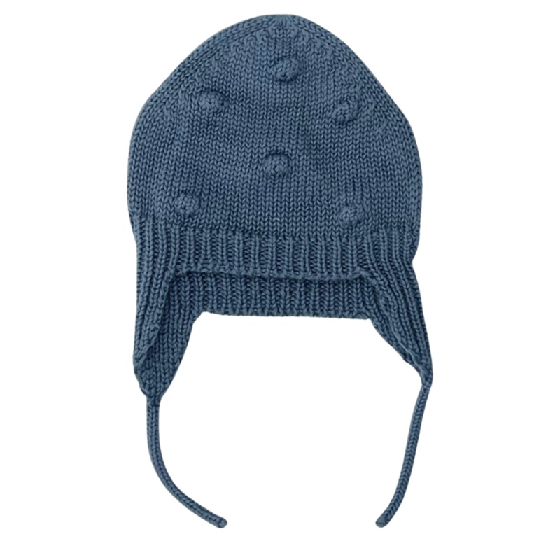 Li + Me – Knit Pom Pom Trapper Hat – Ocean