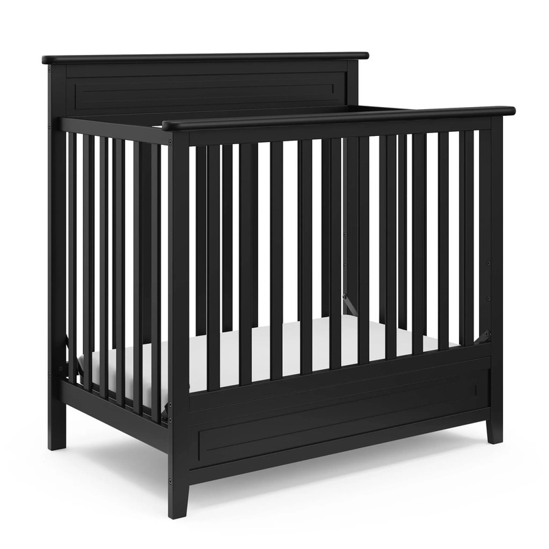 Petal Convertible Mini Crib with Mattress – Black