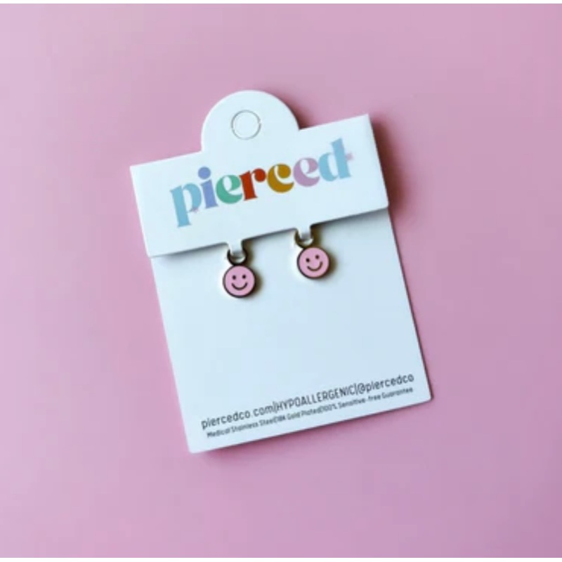 Pink Smiley Earring Charms