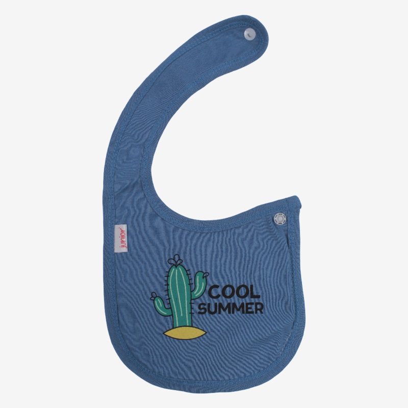 Baby Cotton Bib  Indigo with “Cool Summer” Design