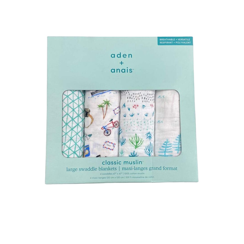 Aden + Anais Cotton Muslin Swaddle, 4pk, Around the World
