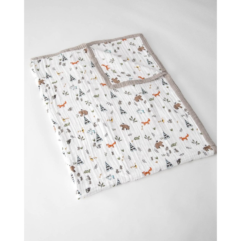 Little Unicorn Cotton Muslin Big Kid Quilt in Forest Friends