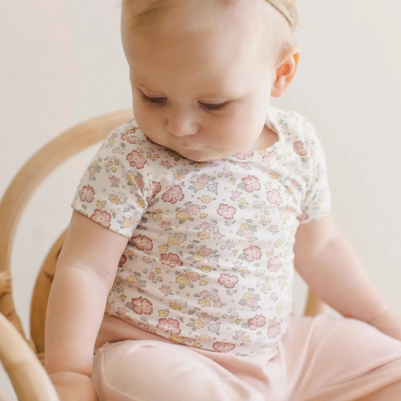 Quincy Mae – Bamboo Short Sleeve Bodysuit – Bloom