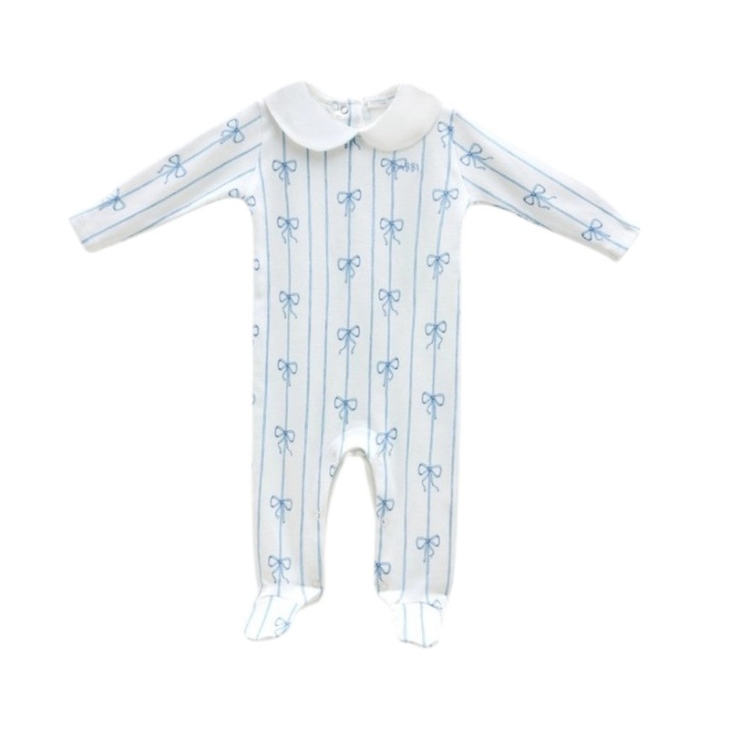 Baby Footie Ribbon Blue