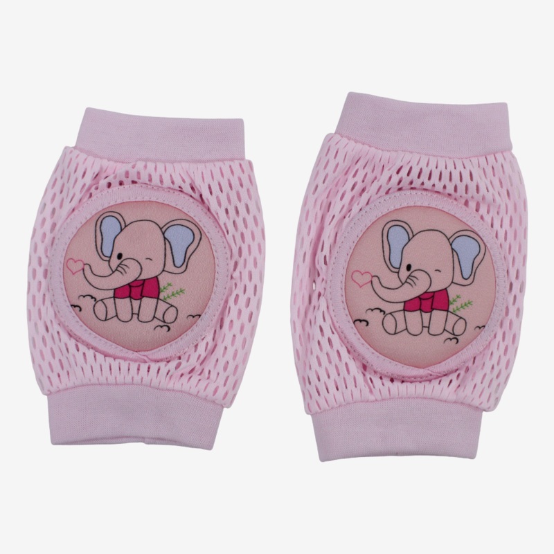 Baby Knee Mesh Pads  Pink with Elephant Design