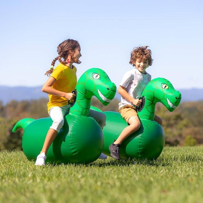 Hearthsong Inflatable Ride-On Hop ‘n Go Dinosaurs, Set of Two