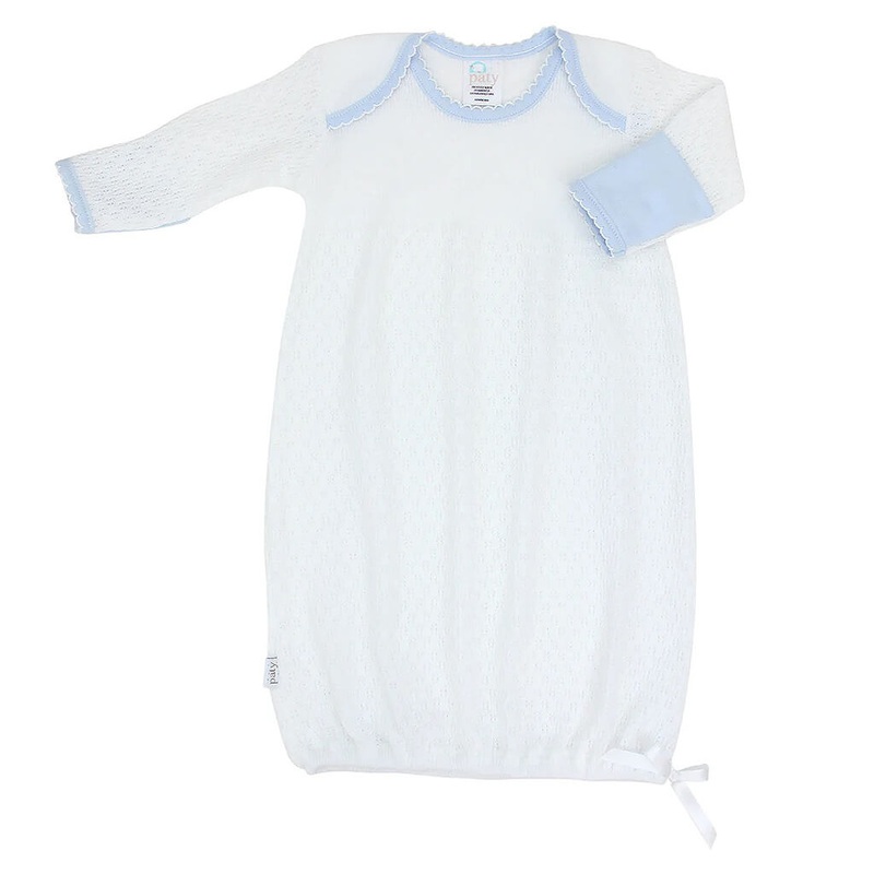LS Lap Shoulder Gown White Knit w/ Trim Options