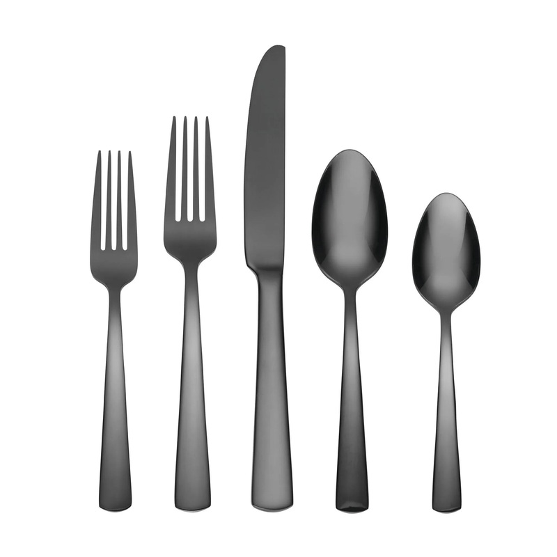 20pc Stainless Steel Aptitude Glossy Midnight Flatware Set