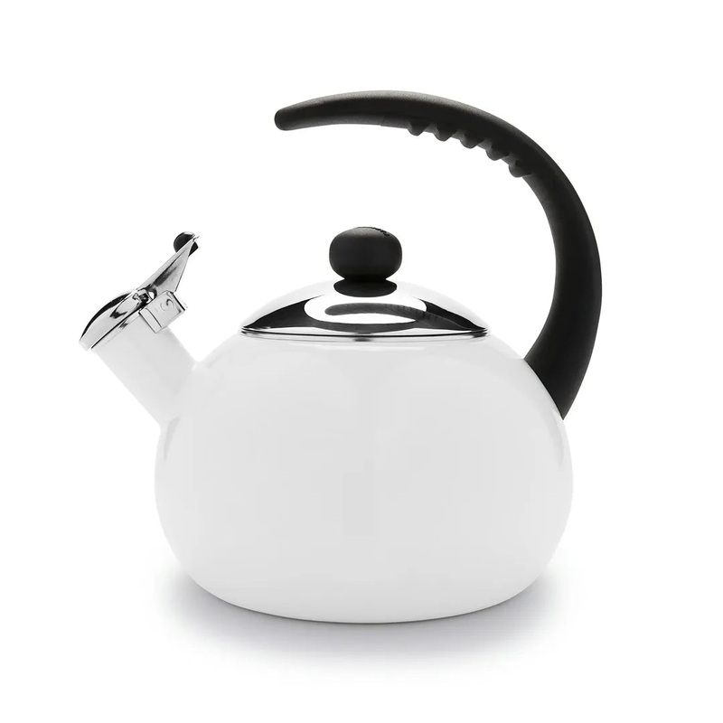 Luna Porcelain Enamel Tea Kettle 2.5 Quart – White