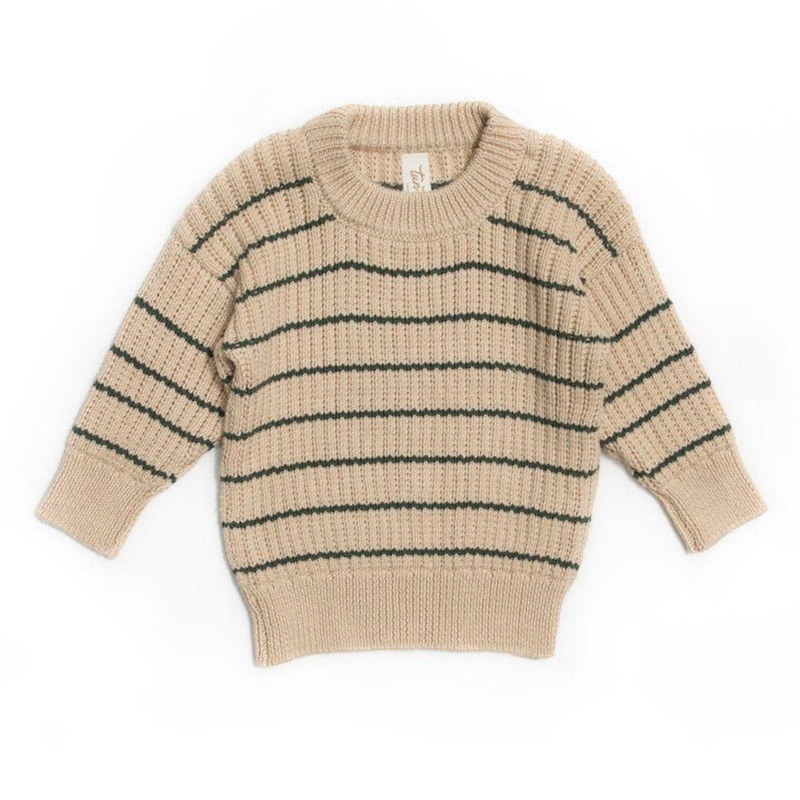 Tun Tun (Peru) – Pima Cotton Luca Sweater – Oatmeal + Forest Green