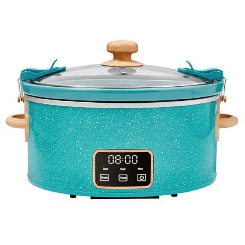 6 Quart Digital Slow Cooker With Locking Lid, Teal