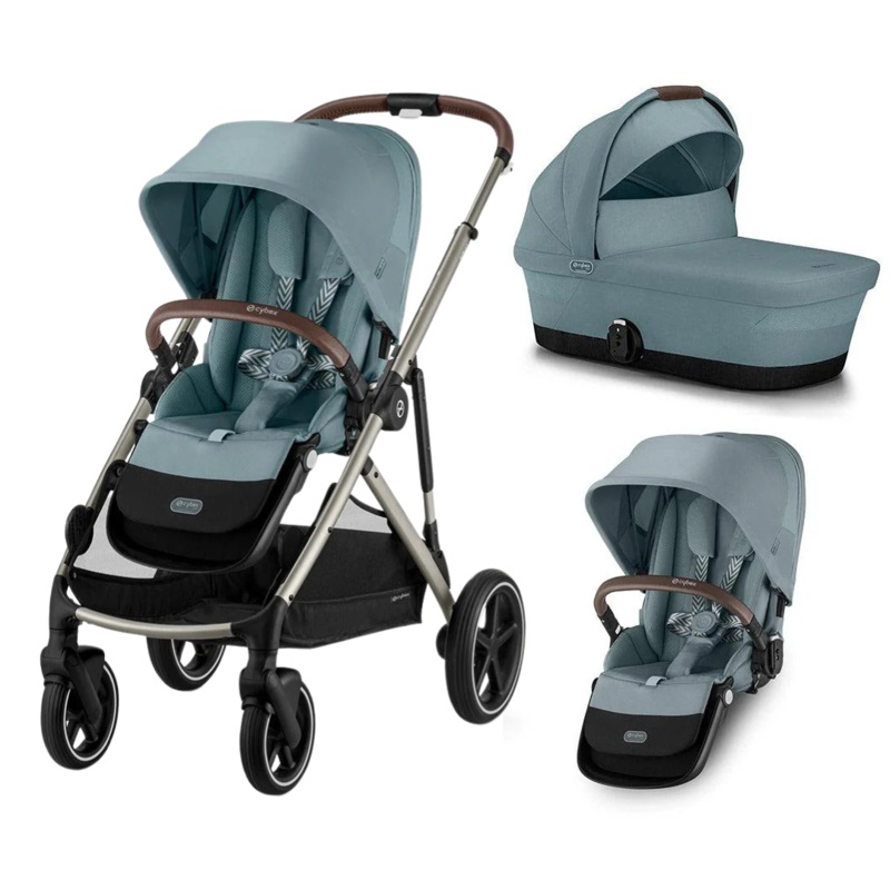 CYBEX Gazelle S Twin/Double Bundle (2 seats, 1 carrycot) – Stormy Blue
