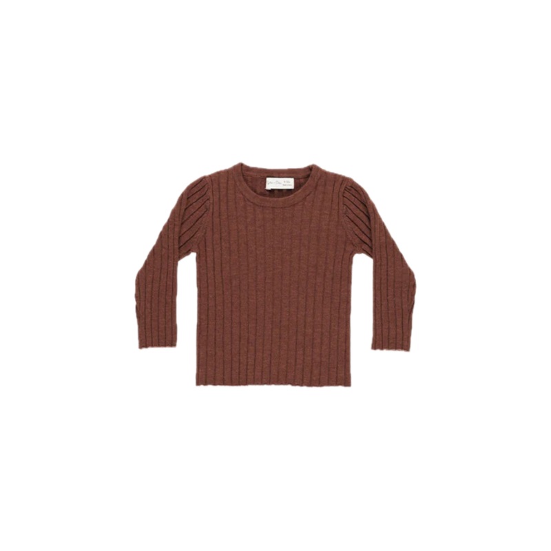 Rylee + Cru Long Sleeve Knit Top – Brick